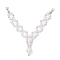ABS Plastic Imitation Pearl & Brass Round Beaded V Big Pendants, White, Platinum, 65x65x8mm, Hole: 3mm