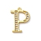 Rack Plating Brass Micro Pave Cubic Zirconia Pendant, Greek Alphabet, Real 18K Gold Plated, Letter P, 11.7x16.3x1.6~1.7mm, Hole: 1.1mm