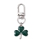 Lucky Clover Alloy Enamel Pendant Decoration, with Alloy Swivel Clasps, Platinum, 57mm