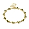 Rack Plating Brass Micro Pave Cubic Zirconia Heart Link Chain Bracelets for Women, Cadmium Free & Lead Free, Long-Lasting Plated, Real 18K Gold Plated, Green, 7-1/2 inch(19cm)