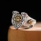 Retro Alloy Cuff Open Rings for Men, Evil Eye, Inner Diameter: 17~25mm