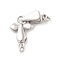 925 Sterling Silver Fold Over Clasps, with Jump Ring, Cross, Platinum, 21x9x5mm, Hole: 1.4mm