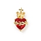 Brass Glass Pendants, Heart with Cross,  with Cubic Zirconia, Lead Free & Cadmium Free, Long-Lasting Plated, Rack Plating, Faceted, Real 18K Gold Plated, 20.5x11.5x9.5mm, Hole: 6x3mm