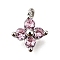 Brass Micro Pave Cubic Zirconia Pendants, Flower Charms, Platinum, 9.5~10x7.5~8x3mm, Hole: 1.2mm