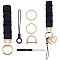 Alloy Polyester Keychains Clasps Making, Rectangle, with Split Key Ring and Screwdriver, Light Gold, 233mm