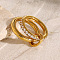 Stainless Steel Micro Pave Clear Cubic Zirconia Stacking Finger Rings, Golden, 7.2mm, US Size 6(16.5mm)