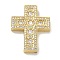 Rack Plating Brass Micro Pave Cubic Zirconia Pendants, Long-Lasting Plated, Lead Free & Cadmium Free, Cross Charms, Clear, 28x22.5x4.5mm, Hole: 2.5x4.5mm