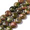 Natural Unakite Beads Strands, Flat Round, 16x6.5~7mm, Hole: 1.2mm, about 25pcs/strand, 14.96~15.35 inch(38~39cm)