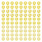 Pandahall 100Pcs 5 Styles Transparent Acrylic Beads, Flat Round with Letter, Yellow, 7x4mm, Hole: 1.4mm, 20pcs/color