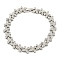 Rack Plating Brass Pave Cubic Zirconia Butterfly Link Bracelets for Women, Long-Lasting Plated, Platinum, Clear, 7-3/8 inch(18.6cm)
