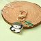 Panda Alloy Enamel Pendant Decorations, with Alloy Swivel Clasps, Light Gold, 62mm