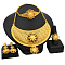 Alloy Pendant Necklaces & Stud Dangle Earrings & Rings & Link Bracelets Sets, Golden, Flower, 430mm