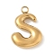 304 Stainless Steel Initial Pendants, Ion Plating(IP), Real 18K Gold Plated, Letter S, 16~18x6~18x3mm, Hole: 1.8mm