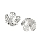 Brass Bead Caps, 5-Petal Flower, Platinum, 7.5x7.5x4.5mm, Hole: 0.8mm