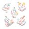 Opaque Resin Pendants, Unicorn, Platinum, 26.5~29x19~23.5x6.5~8mm, Hole: 2mm