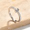 S925 Sterling Silver Adjustable Letter Rings for Women, with Micro Pave Cubic Zirconia, Letter I, 2mm,US Size 5 1/2(16.1mm), Letter: 5x3mm