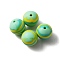 Silicone Beads, Round with Stripe Pattern, Turquoise, 15x15mm, Hole: 2mm