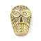 Brass Micro Pave Clear Cubic Zirconia Beads, Skull, Real 18K Gold Plated, 13.5x7x10mm, Hole: 1.6mm