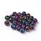 Craft Acrylic Beads, Round with Cross, Black, 7~8mm, Hole: 1.5mm, about 1800pcs/500g