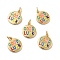 Flat Round with Word Good Luck Brass Enamel Pendants, with Jump Rings, Cadmium Free & Nickel Free & Lead Free, Real 18K Gold Plated, 15.5x13.5x1.5mm, Hole: 3.4mm