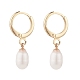 Natural Pearl Beads Drop Huggie Hoop Earrings for Women EJEW-JE04757-03-1