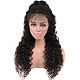レースフロントウィッグ  黒人女性用の長くて小さな巻き毛のウェーブ合成かつら  耐熱高温繊維  ブラック  24インチ OHAR-L010-038-2