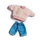 セルコットン人形の服  12~16センチメートルbjd人形女の子衣装  冬用のパーカーとパンツ  ピンク  パッキング：250x160mm PW-WG52821-01-1