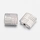 Tibetan Style Alloy Square Carved Stripes Beads TIBEB-5602-P-FF-2