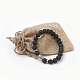 Braccialetti elasticizzati con perle di roccia lavica naturale BJEW-JB03850-05-3