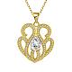 Real 18K Gold Plated Brass Cubic Zirconia Heart Pendant Necklaces NJEW-BB05691-G-1