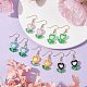 Glass Flower & Lampwork Leaf Dangle Earrings EJEW-JE05524-4
