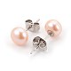 Natural Pearl Beads Ear Studs EJEW-JE02880-03-2
