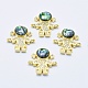 Eco-Friendly Brass Micro Pave Cubic Zirconia Links RB-I078-05G-NR-1