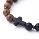 Natural Wood Beads Stretch Bracelets BJEW-JB05231-3