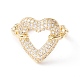 Clear Cubic Zirconia Heart Cuff Ring KK-D067-31G-RS-2