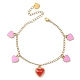 Charm-Armband aus Emaille mit Herz und Wort „Love“. BJEW-JB09557-1