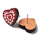 Orecchini a bottone in legno con stampa a tema San Valentino da donna EJEW-B029-01-2