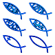 SUPERFINDINGS 6Pcs 6 Styles Blue Jesus Fish Decal Sticker Acrylic Cross Fish Auto Emblem Waterproof Love Peace Car Stickers Self-Adhesive Decals for Vehicle Decoration 138x45x6mm DIY-FH0006-26-1