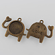 Style tibétain antique alliage de bronze éléphant supports pendentif cabochon X-TIBEP-M022-17AB-NF-2