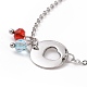 304 bracelet à maillons coeur en acier inoxydable avec breloques en perles de verre pour femme STAS-E154-06P-3