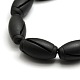 Natural Oval Black Stone Beads Strands G-P062-41-3