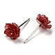 Resin Rose Flower Stud Earrings with 316 Stainless Steel Pins EJEW-D070-01A-2