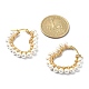 Boucles d'oreilles créoles en forme de cœur et de perles de coquillage EJEW-TA00248-3
