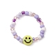 3 Uds. Juego de anillos elásticos con cuentas de cara sonriente y acrílico de 3 colores y semillas de vidrio RJEW-JR00577-3