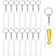 Benecreat 15 pcs acrylique porte-clés ébauches 3x1 pouces rectangle acrylique clair porte-clés blancs avec 20 pièces anneaux de saut DIY-BC0010-81P-1