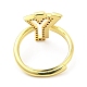 Mixed Color Enamel Initial Letter Adjustable Ring with Clear Cubic Zirconia RJEW-P045-01G-Y-3
