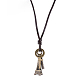 Adjustable Retro Zinc Alloy Pendant and Leather Cord Choker Lariat Necklaces NJEW-BB16014-A-9