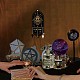 Creatcabin pequeño estante de cristal exhibidor ojo luna estrella soporte de cristal de madera con 3 Uds c1 gemst1 cadenas de péndulo bruja mágica boho altar para colgar cristales st1 decoración de pared de 3.03 x 7.01 pulgadas DJEW-CN0001-19D-7
