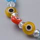 Fait à la main mauvais œil au chalumeau perles rondes plates bracelets extensibles BJEW-JB05005-01-2