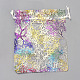 オーガンジーギフトバッグ巾着袋  巾着袋  カラフルなサンゴ模様  長方形  ホワイト  15x10cm X-OP-Q051-10x15-02-2